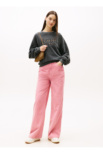 Tommy Jeans Yüksek Bel Geniş Fit Pembe Kadın Pantolon DW0DW21700THC