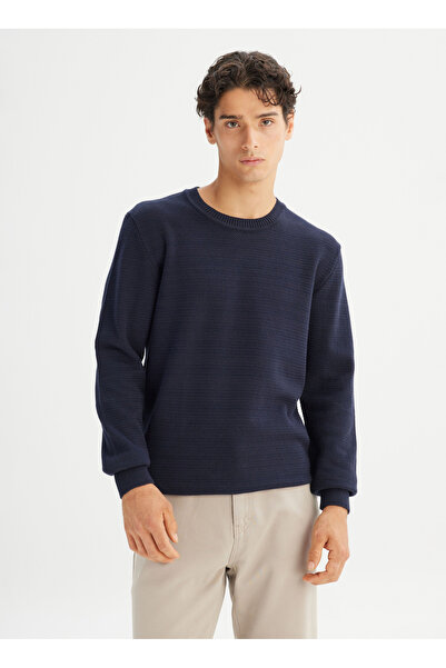 Lee Bisiklet Yaka Regular Fit Lacivert Erkek Kazak L2520373410 Lacivert Kazak