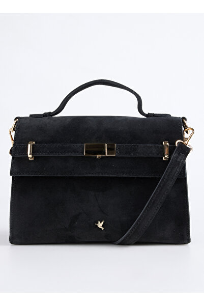 Fabrika Deri Siyah Kadın Omuz Çantası AVY-ANTONIA