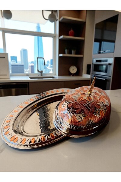 BARITCIOGLU Patterned Copper Boat Plate Set 35 and 40 cm