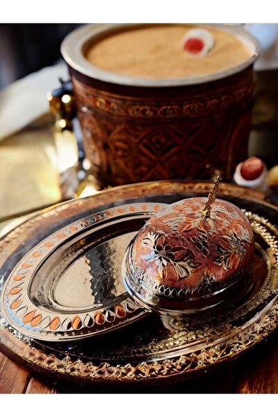 BARITCIOGLU Patterned Copper Boat Plate Set 35 and 40 cm
