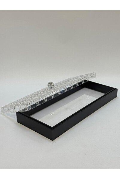 Living صينية أكريليك مستطيلة سوداء*شفافة، 46×20×8 سم