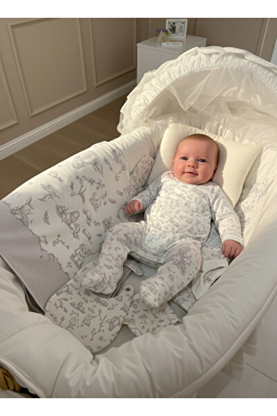 Baby shine Luxurious unisex animal print reception set, 100% soft cotton - 7 pieces