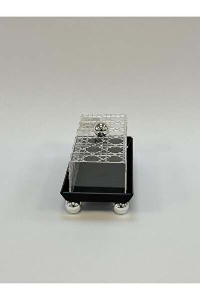 Living صينية أكريليك مستطيلة سوداء*شفافة_ 17×13×14 سم