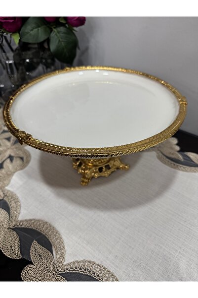 Santara Avangarde Porcelain Presentation Plate with Metal Legs and Edges 26 cm