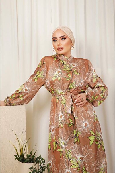 MODA فستان نسائي من الساتان الحريري المزخرف