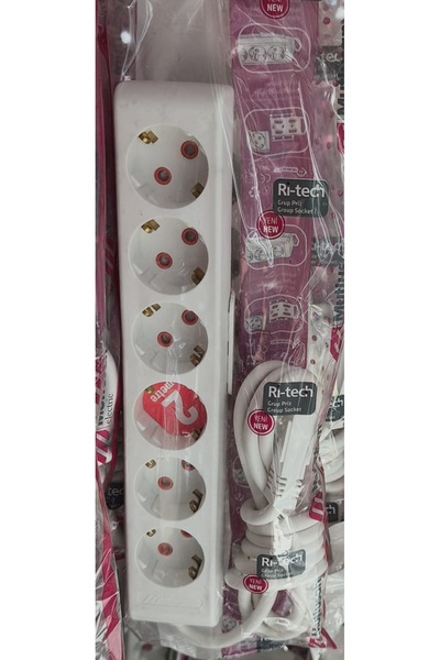 Mutlusan 6'lı Topraklı Grup Priz 2m Kablo – Çocuk Korumalı, Anahtarsız