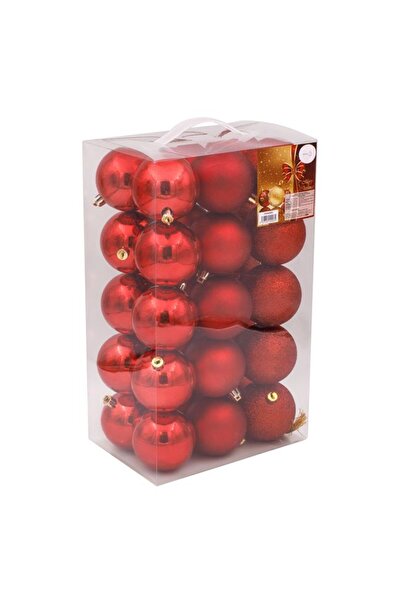 EBA Set Globuri de Craciun Rosii, Mate si Sclipicioase, EBA, 7cm - 30 buc