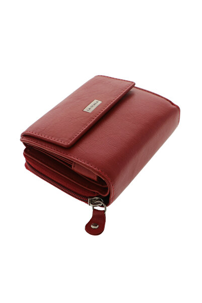 GiftExpress Ruby women's wallet, red genuine leather, 10x13cm