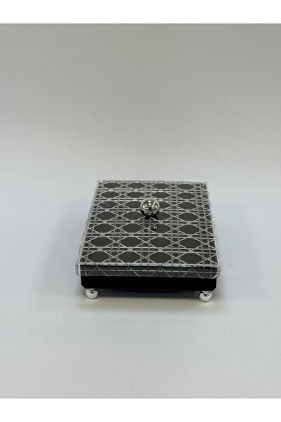 Living صينية أكريليك مستطيلة سوداء*شفافة _ 29×19×7 سم