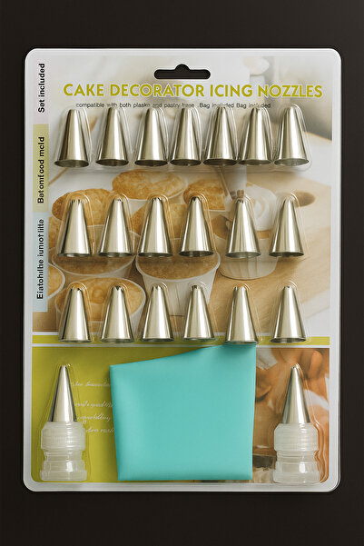 Alvin 20 Parça Pasta Krema Sıkma Ucu Seti – 20 Farklı Uç + 2 Adaptör + 1 Sili...