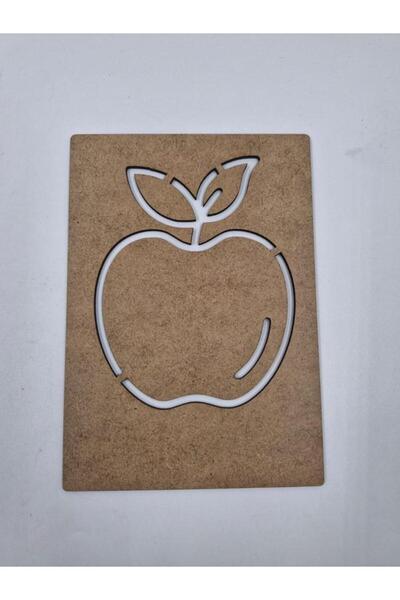 Mu Art Ahşap 10 قطع من الفواكه والتفاح الخشبية لرسم الصور المونتيسورية في الم...