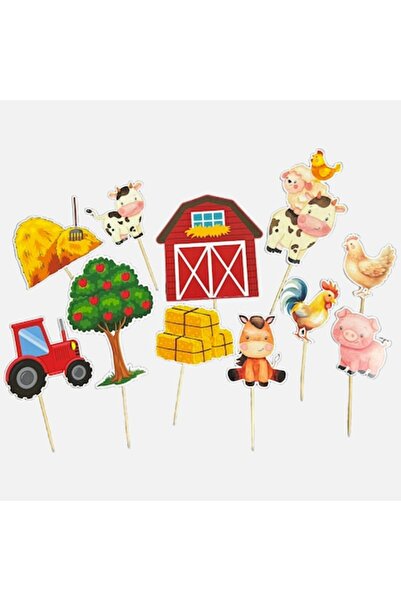 OEM Set 11 decoratiuni tort Ferma Animale 3-15cm