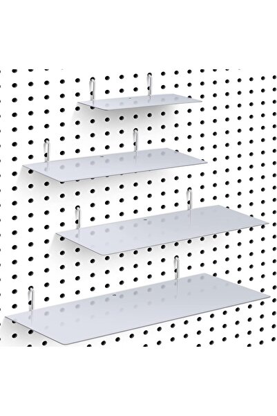 genernic Fenros 4-Piece Pegboard Wall Shelves (Silver, Mixed Sizes)