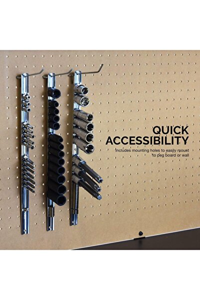 NEİKO 03969A Nut Rail Holder - 3-Piece Organizer Set (1/4, 3/8, 1/2 inch)
