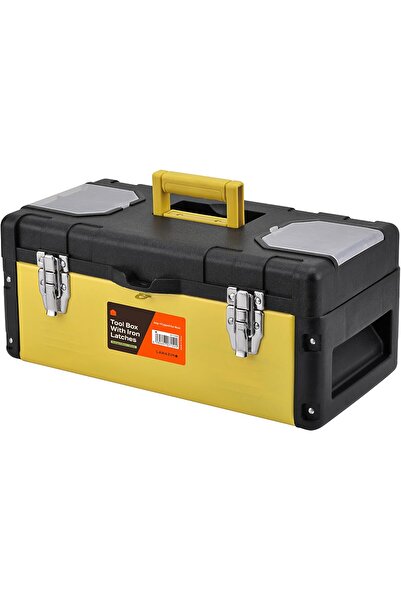 Lawazim صندوق أدوات مقاس 48 سم مع مزاليج معدنية وصينية قابلة للإزالة ومقبض