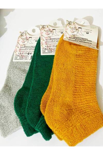 EDWOL Üçlü 3lü Havlu Patik Kadın Çorap Seti Çok Renkli