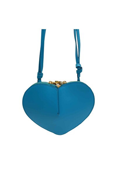 EVoStyle Women's Genuine Leather Handbag Élise Heart 622, 18 x 21 x 2.5 cm, Turquoise Color