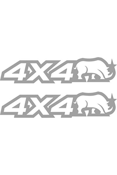 Oracal 651 Set of 2 Off Road Stickers, Rhino 4x4, White, 45 cm x 12 cm