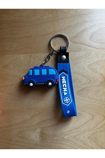 ŞEN AKSESUAR سلسلة مفاتيح ثلاثية الأبعاد ملونة ولطيفة على شكل سيارات للمدرسة وحقيبة الظهر