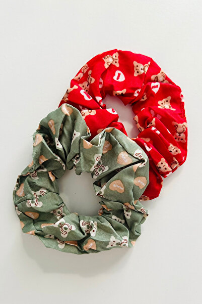 Tupek Store 2'li Set Ayıcık Desenli Kumaş Simit Toka