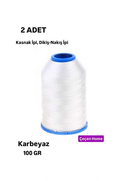 ÇEÇEN HOME (2 ADET) Beyaz Kasnak İpi Dikiş-Nakış İpi 100 gr 9 Kat Polyester