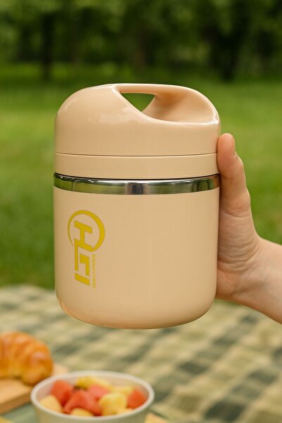 OEM Beige Thermal Casserole 630 ml with Stainless Steel Interior – Thermal Lunch Box for Hot or Cold Food