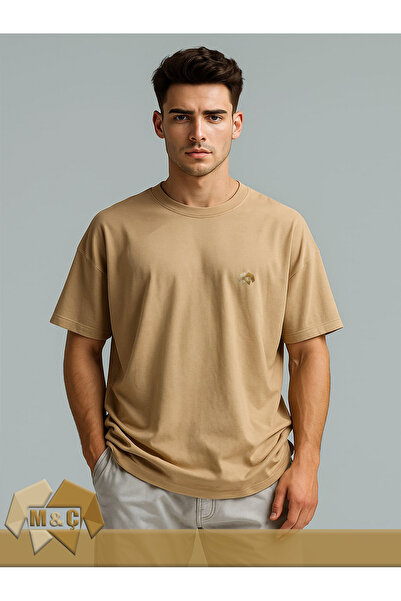 MÇ FAMİLY STORe Erkrk Oversize Special Design Bicycle Collar Cotton Short Sleeve Printed T-Shirt