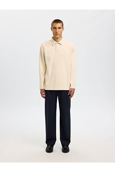 SELECTED Langarm-Poloshirt 100% Baumwoll