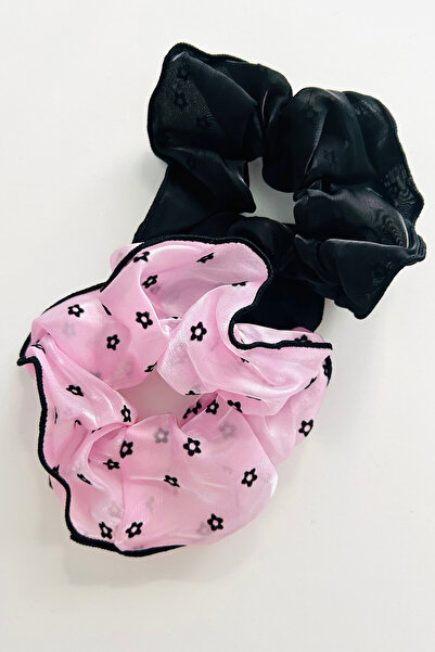 Tupek Store Set de 2 catarame din material textil cu model de flori violet