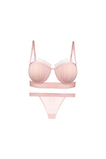 CENSEY Mussel Model Satin Striped Padded Bra Panty Set