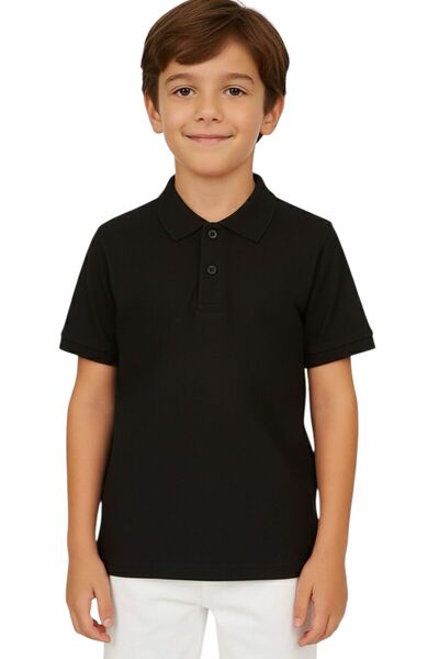 babixkids Erkek Çocuk Siyah Yakalı Kısa Kollu T-shirt 23 Nisan 19 Mayıs 29 Ek...