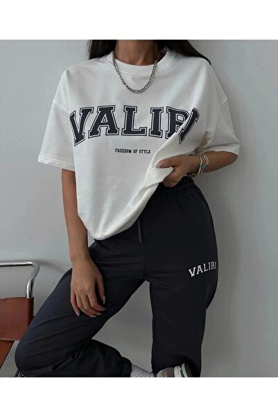 LUSHN White Black Valiri Printed Tracksuit T-shirt Summer Set