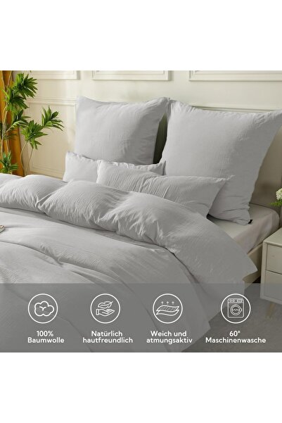 SOULFUL Bedding set for 2 people, 4-piece, cotton, 135 x 200 cm, 2 pillowcases 80 x 80 cm, Dark Gray