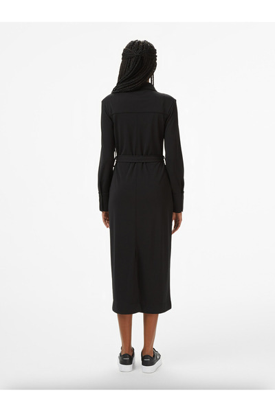 Lacoste Ribbed Knit Polo Collar Dress