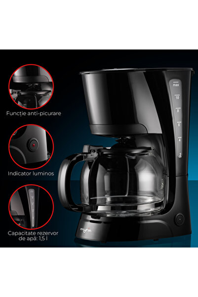 MyRia MY4117 coffee maker, 1.5l, 750W, 12 cups, black
