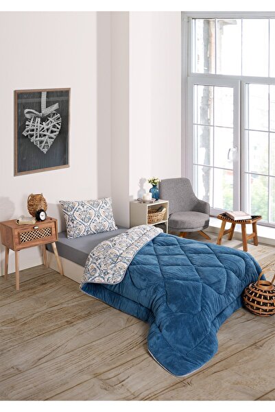 Esre ev tekstili Tek kişilik çift taraflı lüks wellsoft yorgan seti aksu indi...