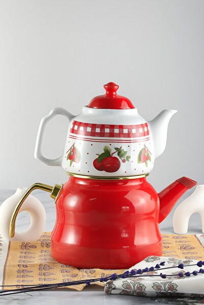 FODİS Miss Betty Emaye Royal Porselen Demlikli Çaydanlık 001