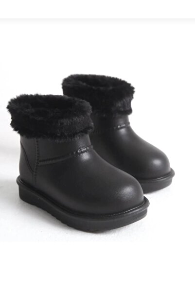 GDT Ayakkabı Siyah Renk İçi Kürklü SU Geçirmez Kaymaz Taban Çocuk Yağmur Çizmesi