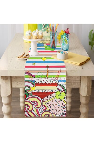 MultiColor Față de masă/Șervețel de masă - Decorațiuni de Paște: Ouă, Iepuraș...