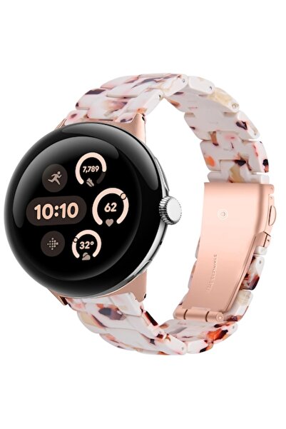 Miimall Resin Strap for Google Pixel Watch 3 (41 mm) - White, Stainless Steel Folding Clasp