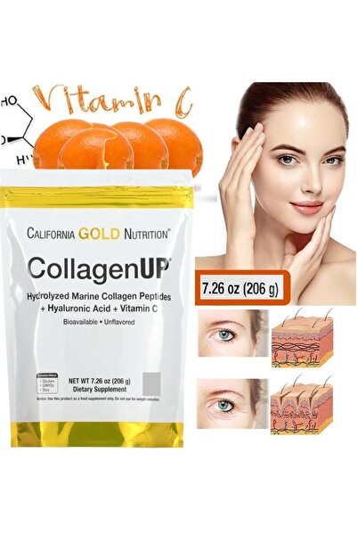 California Gold Nutrition Two packs of Collagen Up Hydrolyzed Marine Collagen Peptides with Hyaluronic Acid and Vitamin C Unflavored (206g)