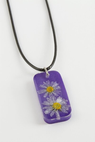 ZERO LAND Nrzsnt Daisy Rectangle (130812) Epoxy Pendant-Purple