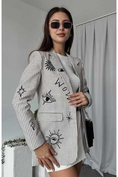 DJANGO STYLE Жіночий блейзер з смугастим візерунком