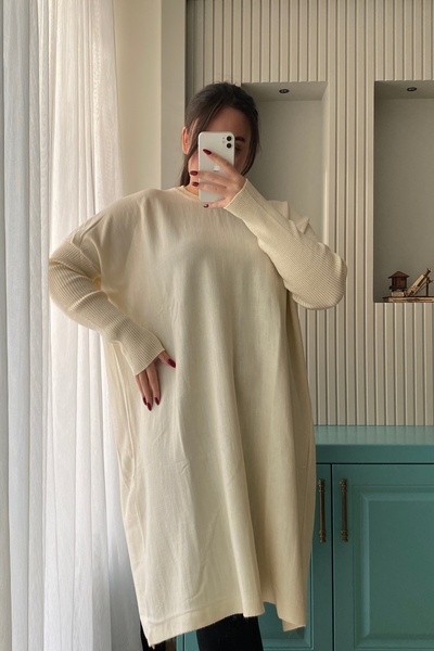 Auroveen Oversized Half Turtleneck Long Knitwear Dress Av2096