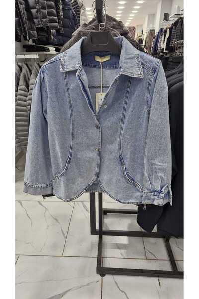 Ginger MODAM LUXURY | Love Mavi Renk Balon Kollu Düğmeli Kot Kadın Ceket