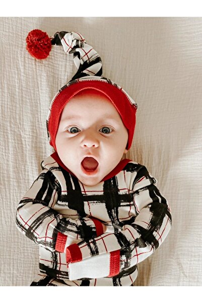 Lovedbaby Baby Cotton Holiday Footed Bodysuit with Hat – Xmas Set, Christmas Day Plaid (NB–24 Months)