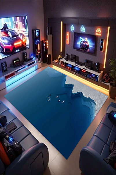 Reyhani HUZUR MANZARA Desenli Kaymaz Taban Makinede Yıkanabilir Gaming Oyuncu...
