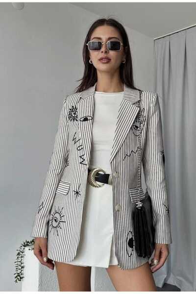 DJANGO STYLE Жіночий блейзер з смугастим візерунком