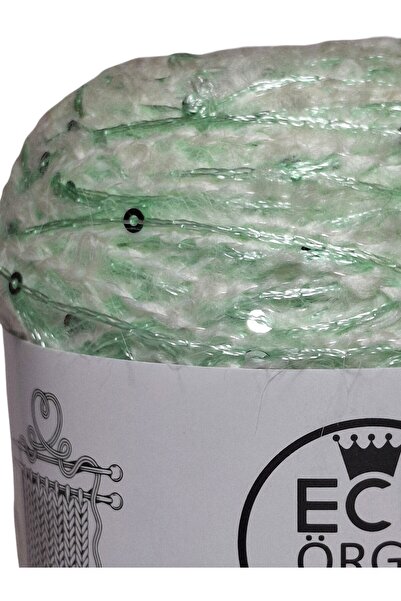 Ece Örgü Tasarım Atölyesi Su yeşili, pullu brummel kışlık örgü ipi (200 gr.)